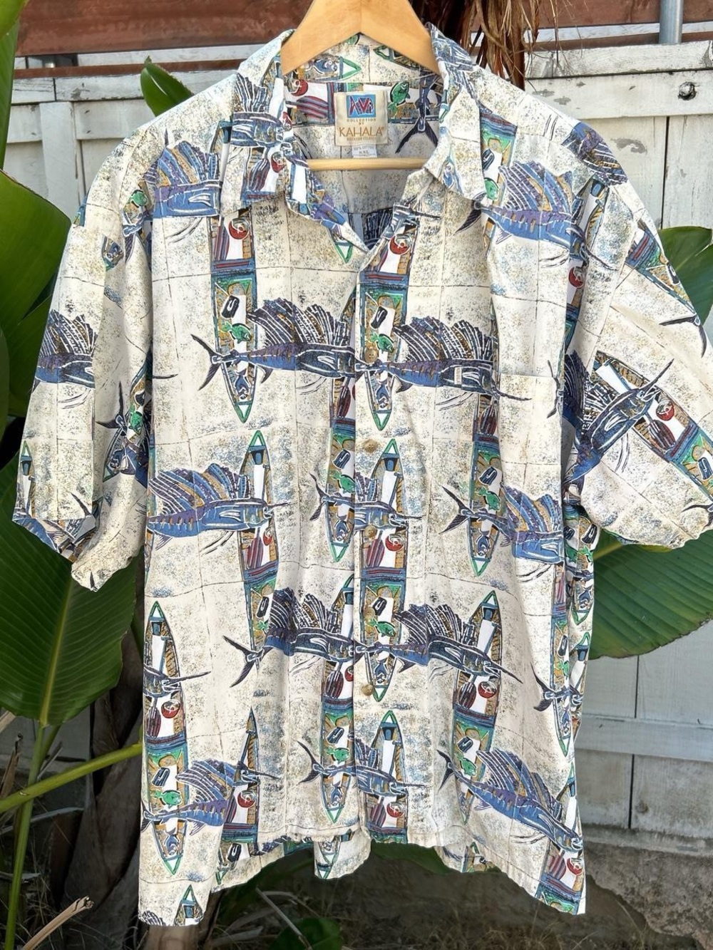 Vintage 90s Kahala Hawaiian Fishing Shirt XXL Made in Hawaii